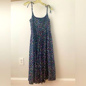 JCrew lined midi dress with tie staps